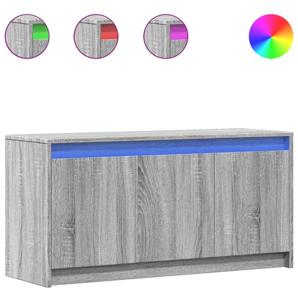 vidaXL Meuble TV avec LED sonoma gris 100x34x50 cm bois d'ingénierie