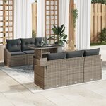 vidaXL Ensemble de canapé de jardin de 7 pièces avec coussins en poly rattan gris