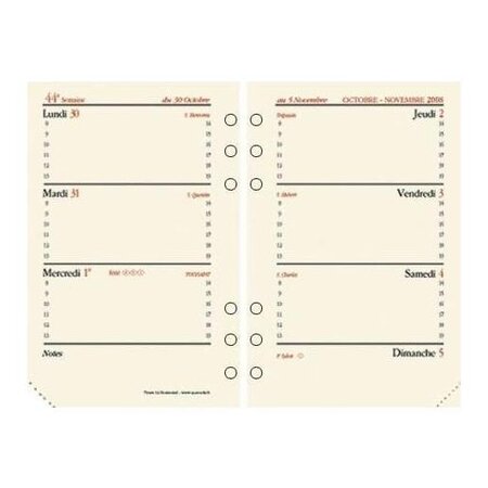 Recharge Agenda Organiseur Timer 14 HORIZ FR 8 x 12 cm QUOVADIS