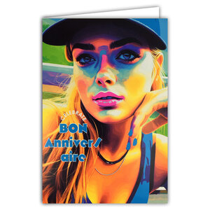 Carte FLUO Bon ANNIVERSAIRE Let's celebrate Fille Femme avec Enveloppe 12x17,5cm