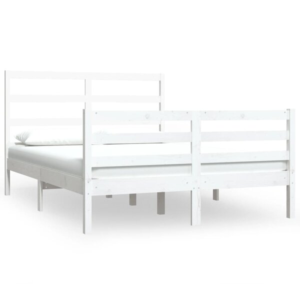 vidaXL Cadre de lit Blanc Bois de pin massif 120x190 cm Petit double