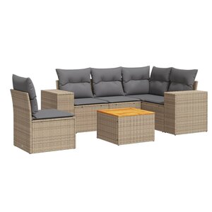 vidaXL Salon de jardin avec coussins 6 Pièces beige résine tressée