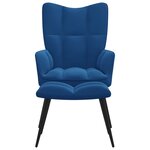 vidaXL Chaise de relaxation avec tabouret Bleu Velours