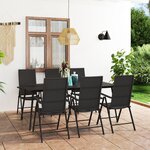 vidaXL Ensemble de salle à manger de jardin 7 Pièces Noir