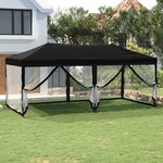 vidaXL Tente de réception pliable avec parois Noir 3x6 m