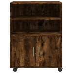 vidaXL Armoire à roulettes chêne fumé 60x48x81 cm bois d'ingénierie