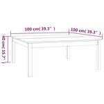 vidaXL Table basse 100x100x40 cm Bois massif de pin