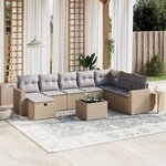 vidaXL Salon de jardin avec coussins 9Pièces mélange beige résine tressée