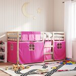 vidaXL Lit superposé avec rideaux rose 80x200 cm bois pin massif