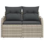 Canapé de jardin 2 places vidaXL avec rangement et coussins gris clair en poly rattan
