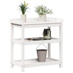 vidaXL Table de rempotage avec étagères blanc bois massif de pin