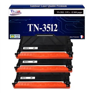 T3AZUR - 3x Toners compatibles avec Brother TN3512 pour Brother DCP-L6600DW HL-L6250DN HL-L6300DW HL-L6400DWTT HL-L6400DW MFC-L6800DW MFC-L6800DWT MFC-L6900DW Noir