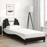 vidaXL Cadre de lit avec lumières LED noir blanc 90x200 cm similicuir