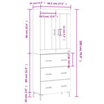 vidaXL Buffet haut Blanc 69 5x34x180 cm Bois d'ingénierie