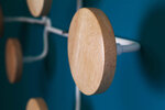 Patère murale Design, 6 patères - Blanc bois/métal