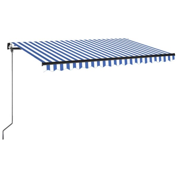 vidaXL Auvent manuel rétractable avec LED 450x350 cm Bleu et blanc