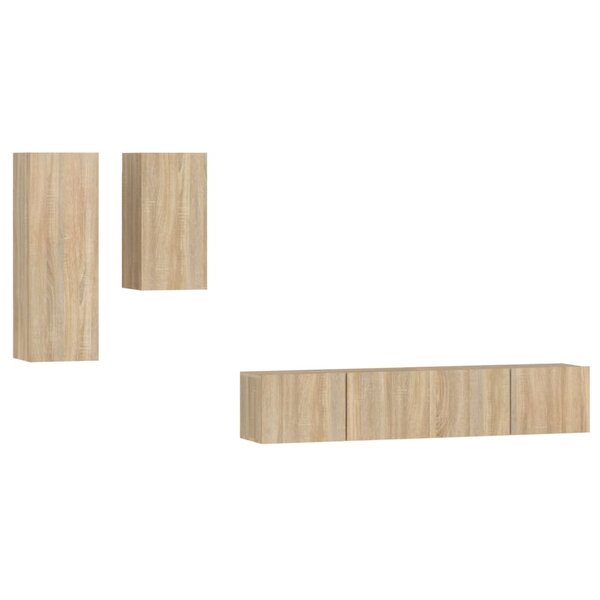 vidaXL Ensemble de meubles TV 4 Pièces Chêne sonoma Bois d'ingénierie