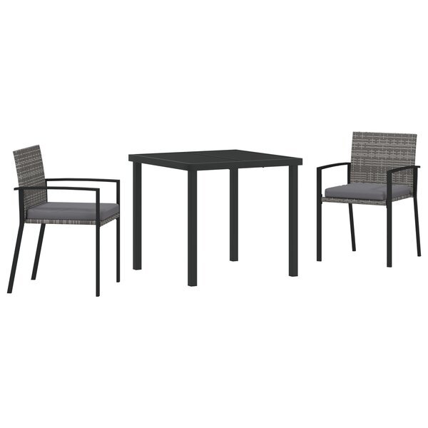 vidaXL Ensemble de salle à manger de jardin 3 pièces gris Poly rotin