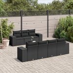 vidaXL Salon de jardin 8 Pièces avec coussins noir résine tressée