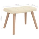 vidaXL Chaise à bascule avec tabouret Crème Tissu