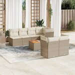vidaXL Salon de jardin avec coussins 8 Pièces beige résine tressée