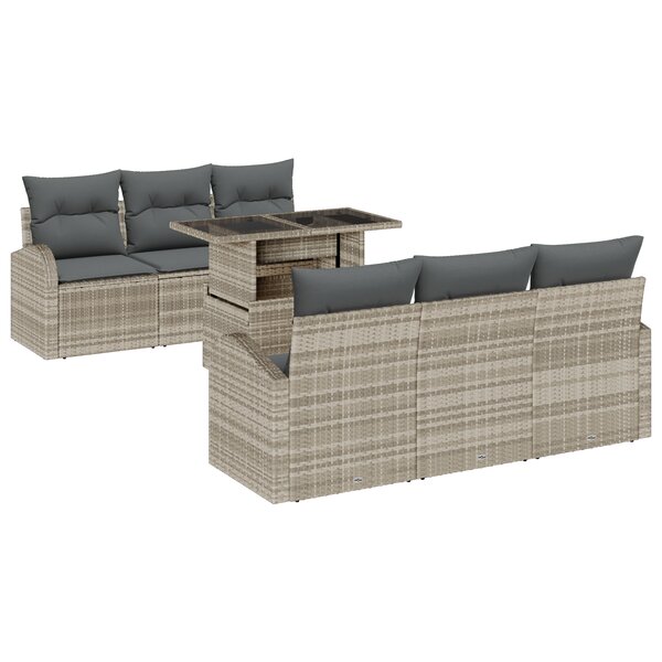 vidaXL Ensemble de 7 canapés de jardin avec coussins gris clair poly rattan