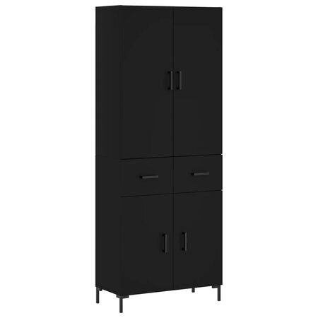 vidaXL Buffet haut Noir 69 5x34x180 cm Bois d'ingénierie