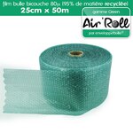 1 rouleau de film bulle d'air recycle largeur 25 cm x longueur 50 mètres - gamme air'roll green de la marque enveloppebulle