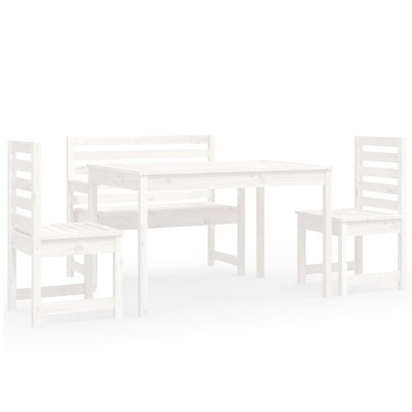 vidaXL Ensemble à manger de jardin 4 Pièces blanc bois massif de pin