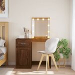 vidaXL Coiffeuse avec lumières LED chêne marron 90x42x132 5 cm