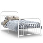 vidaXL Cadre de lit métal avec tête de lit/pied de lit blanc 100x190cm