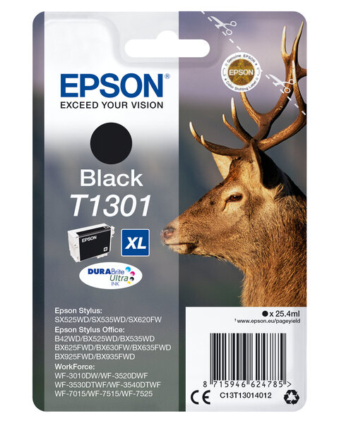 Epson singlepack black t1301 durabrite u t1301 cartouche dencre noir tres haute capacite v 1-pack rf-am blister durabrite ultra ink