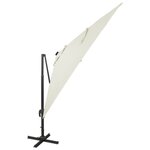 vidaXL Parasol déporté avec mât et lumières LED Sable 300 cm