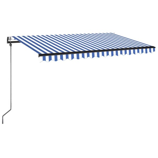 vidaXL Auvent automatique capteur de vent LED 450x350 cm Bleu et blanc
