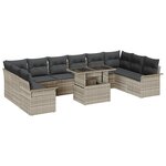 vidaXL Ensemble de canapé de jardin 11 pièces avec coussins gris clair en rotin synthétique