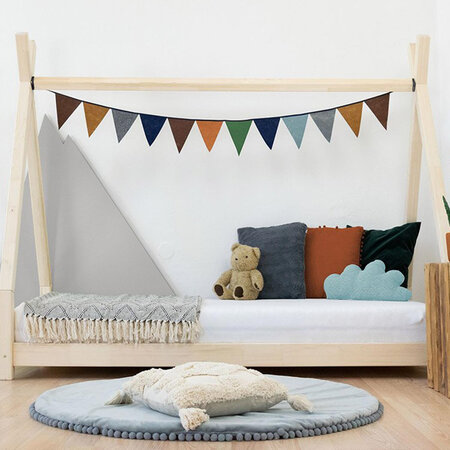 Youdoit Lit Tipi enfant bois massif naturel vernis 80 x 160 cm pas