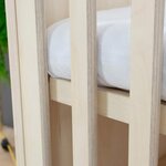 Lit évolutif bébé blanc + barreaux couleur naturel vernis 60 x 120 cm