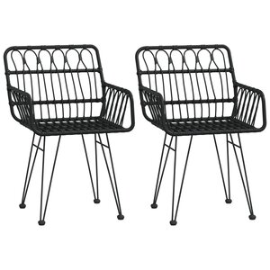 vidaXL Chaises de jardin lot de 2 avec accoudoir Noir 56x64x80 cm