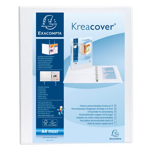 Classeur PP personnalisable Kreacover - 4 anneaux en D 25mm - A4 maxi blanc x 10 EXACOMPTA