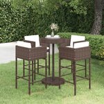vidaXL Ensemble bar de jardin 5 Pièces et coussins Résine tressée Marron