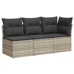 vidaXL Canapé de jardin et coussins 3 places gris clair résine tressée