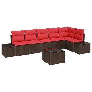 vidaXL Ensemble de canapé de jardin 7 Pièces Marron polyrotin
