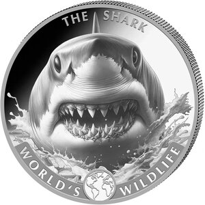 Monnaie SHARK World Wildlife 1 Oz Argent 20 Francs Congo 2026