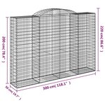 vidaXL Paniers à gabions arqués 3 Pièces 300x50x200/220 cm fer galvanisé