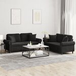 vidaXL Ensemble de canapés 2 Pièces avec coussins noir velours