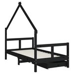 vidaXL Cadre de lit pour enfant tiroirs noir 80x160 cm bois pin massif