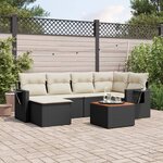 vidaXL Salon de jardin 7 Pièces avec coussins noir résine tressée