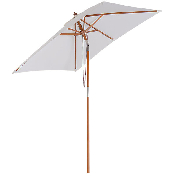 Parasol rectangulaire inclinable bois polyester haute densité 2L x 1 5l x 2 3H m crème