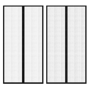 vidaXL Rideau de porte contre insectes 210x100cm 2 Pièces magnétique noir