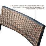 Ensemble salon de jardin 6 personnes grande table rectangulaire pliable + 6 chaises pliantes métal résine tressée PS chocolat